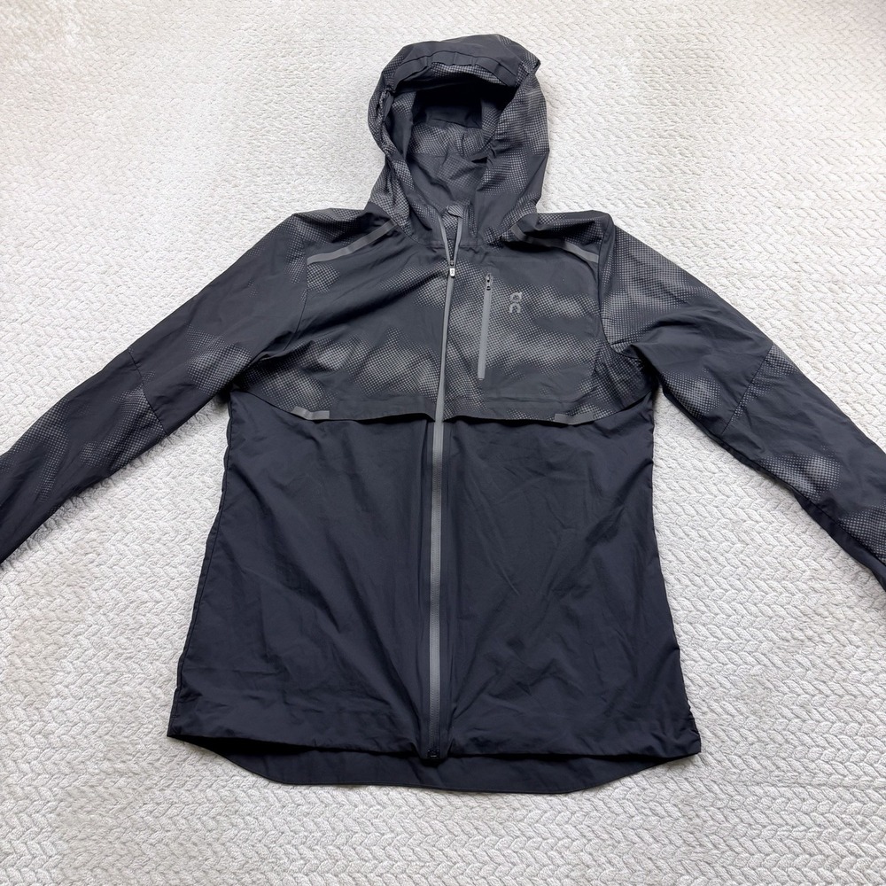 Womens ON Cloud Running Weather Jacket size XL Packable Lightweight Black - Picture 2 of 12